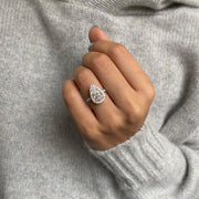Handmade Pear Pave Moissanite Halo Ring